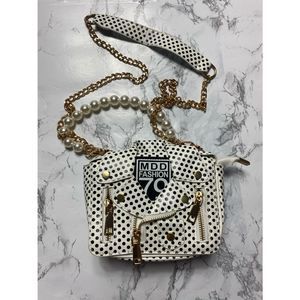 White Biker Jacket Style Crossbody Purse no